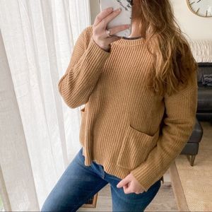 Melloday Two Pocket Pullover Knit Oatmeal Sweater